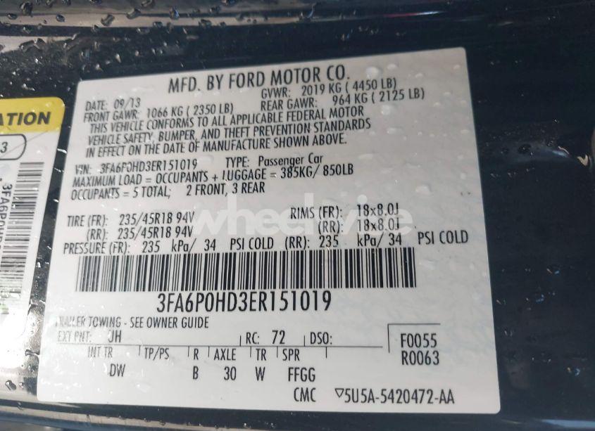 Photo 9 of 2014 Ford Fusion SE (VIN 3FA6P0HD3ER151019)