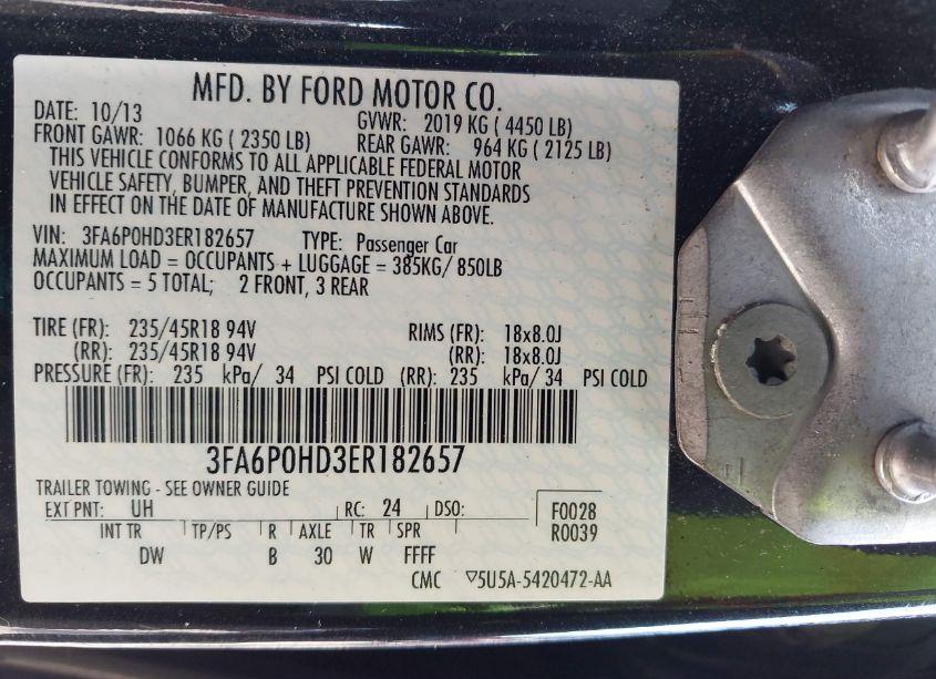 Photo 9 of 2014 Ford Fusion SE (VIN 3FA6P0HD3ER182657)