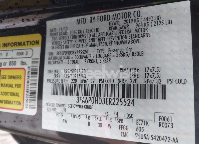 Photo 9 of 2014 Ford Fusion SE (VIN 3FA6P0HD3ER225524)