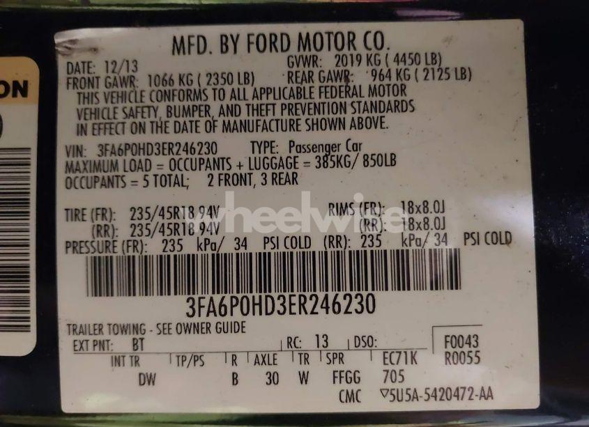 Photo 9 of 2014 Ford Fusion SE (VIN 3FA6P0HD3ER246230)