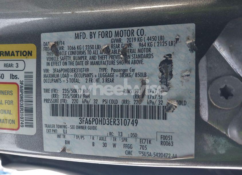 Photo 9 of 2014 Ford Fusion SE (VIN 3FA6P0HD3ER310749)