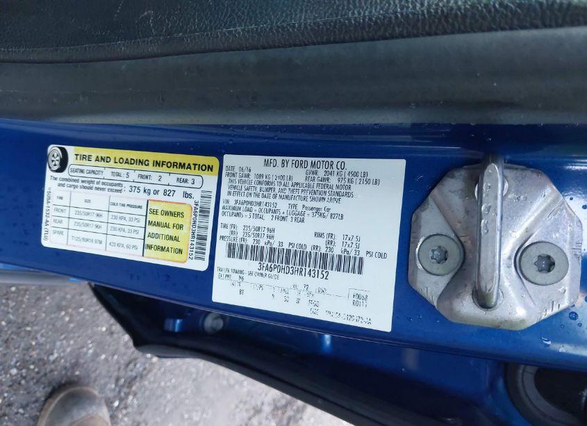 Photo 9 of 2017 Ford Fusion SE (VIN 3FA6P0HD3HR143152)