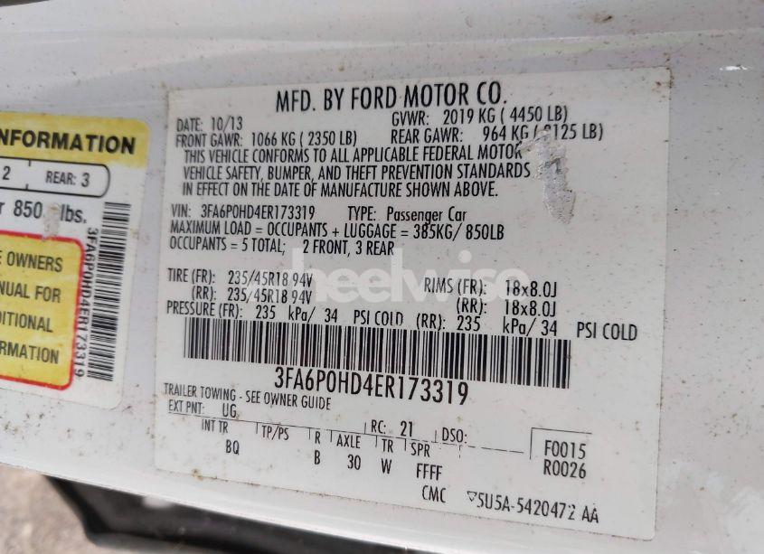 Photo 9 of 2014 Ford Fusion SE (VIN 3FA6P0HD4ER173319)