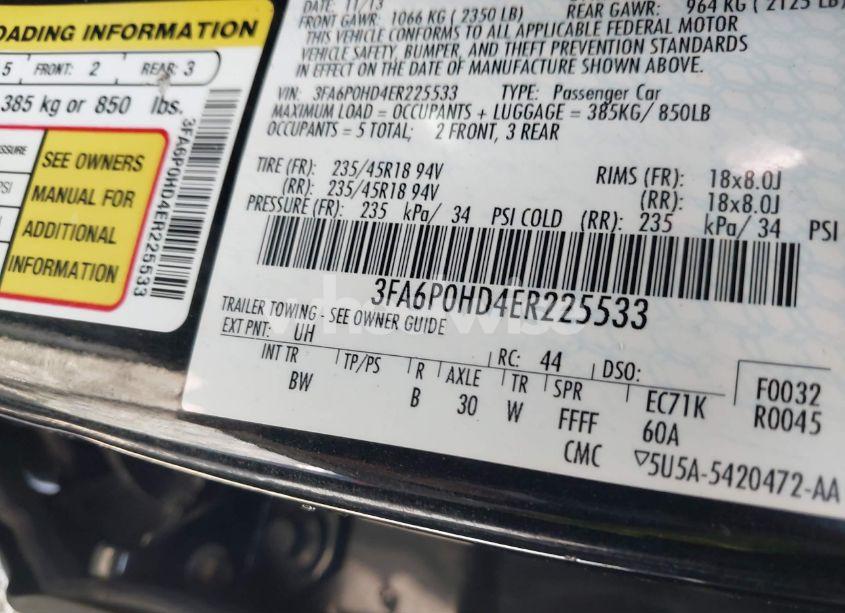 Photo 9 of 2014 Ford Fusion SE (VIN 3FA6P0HD4ER225533)