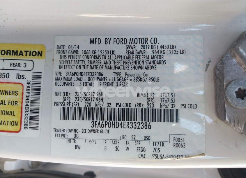 Photo 9 of 2014 Ford Fusion SE (VIN 3FA6P0HD4ER332386)