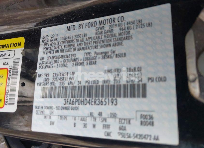 Photo 9 of 2014 Ford Fusion SE (VIN 3FA6P0HD4ER365193)