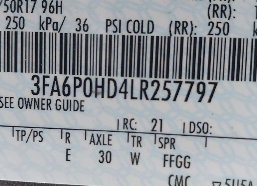 Photo 9 of 2020 Ford Fusion SE (VIN 3FA6P0HD4LR257797)