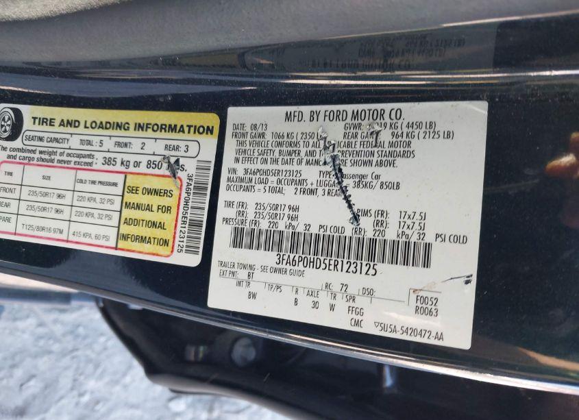 Photo 9 of 2014 Ford Fusion SE (VIN 3FA6P0HD5ER123125)