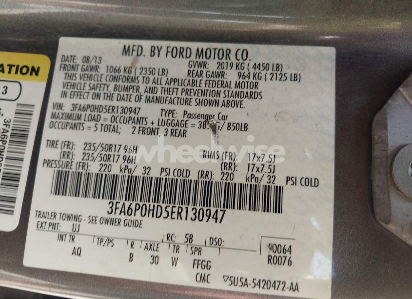 Photo 9 of 2014 Ford Fusion SE (VIN 3FA6P0HD5ER130947)