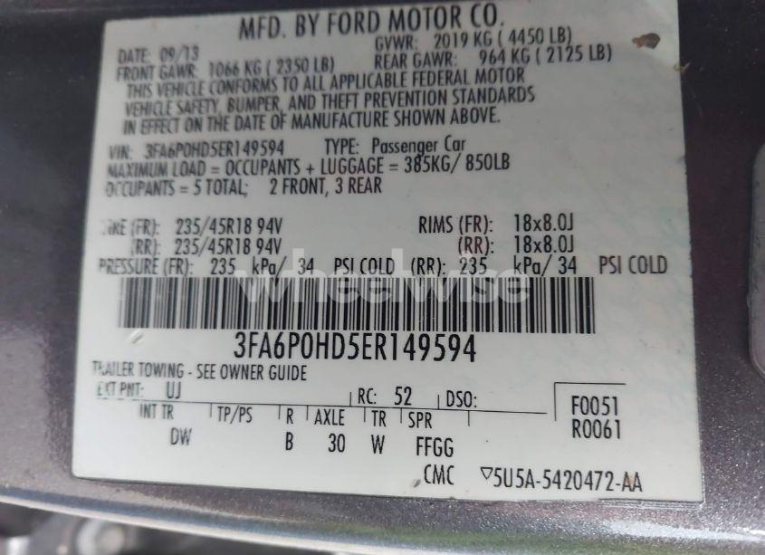 Photo 9 of 2014 Ford Fusion SE (VIN 3FA6P0HD5ER149594)