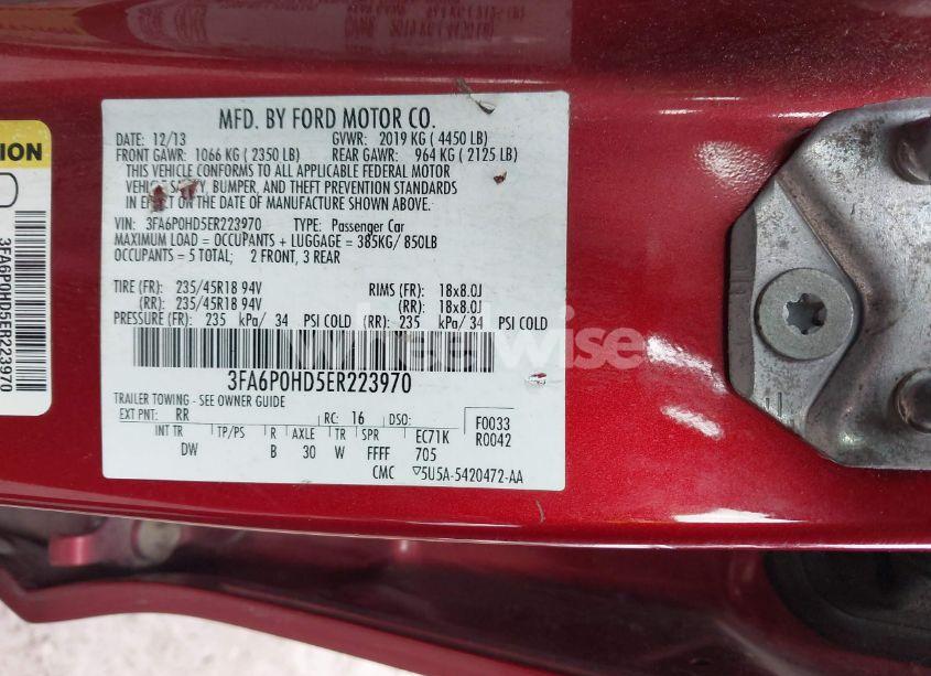 Photo 9 of 2014 Ford Fusion SE (VIN 3FA6P0HD5ER223970)