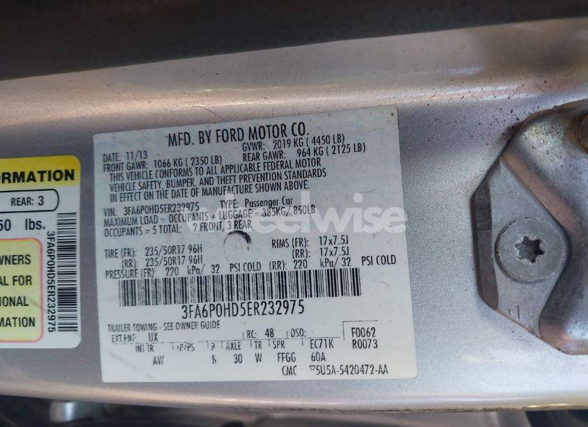 Photo 9 of 2014 Ford Fusion SE (VIN 3FA6P0HD5ER232975)