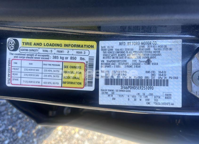 Photo 9 of 2014 Ford Fusion (VIN 3FA6P0HD5ER251090)