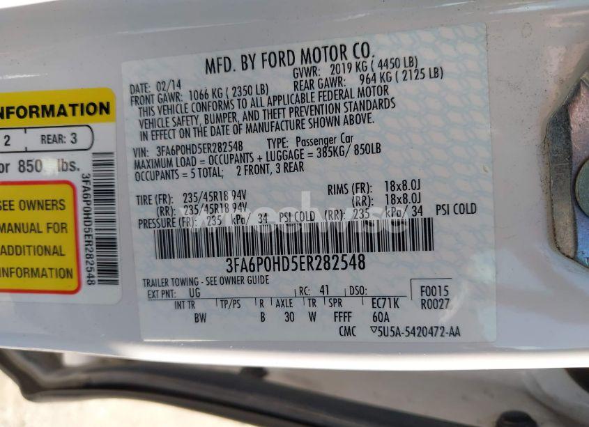 Photo 9 of 2014 Ford Fusion SE (VIN 3FA6P0HD5ER282548)
