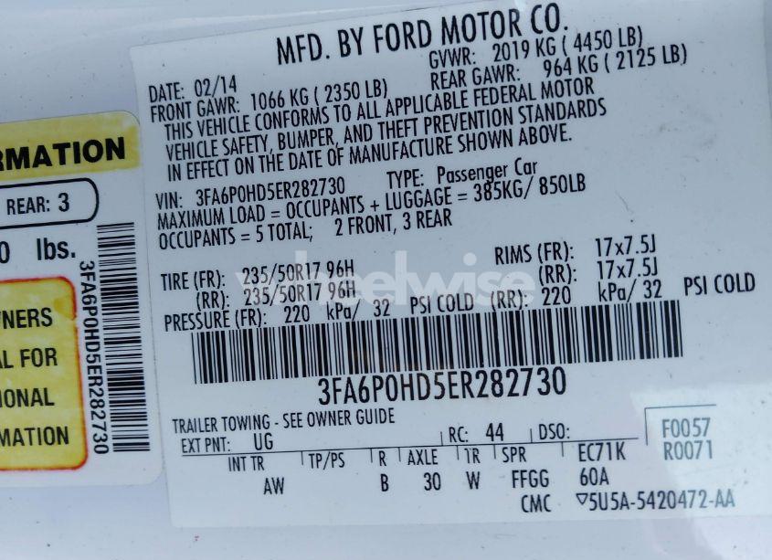 Photo 9 of 2014 Ford Fusion SE (VIN 3FA6P0HD5ER282730)