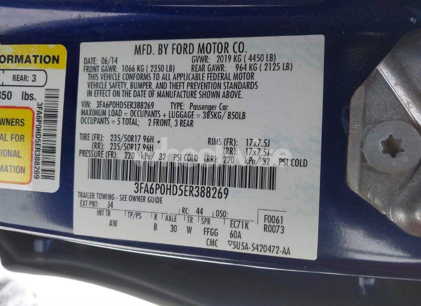 Photo 9 of 2014 Ford Fusion SE (VIN 3FA6P0HD5ER388269)