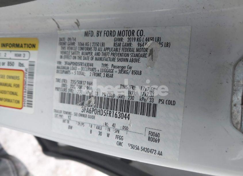 Photo 9 of 2015 Ford Fusion SE (VIN 3FA6P0HD5FR163044)