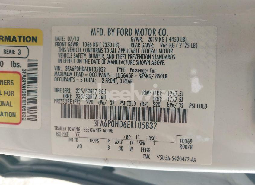 Photo 9 of 2014 Ford Fusion SE (VIN 3FA6P0HD6ER105832)