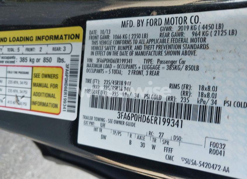 Photo 9 of 2014 Ford Fusion SE (VIN 3FA6P0HD6ER199341)