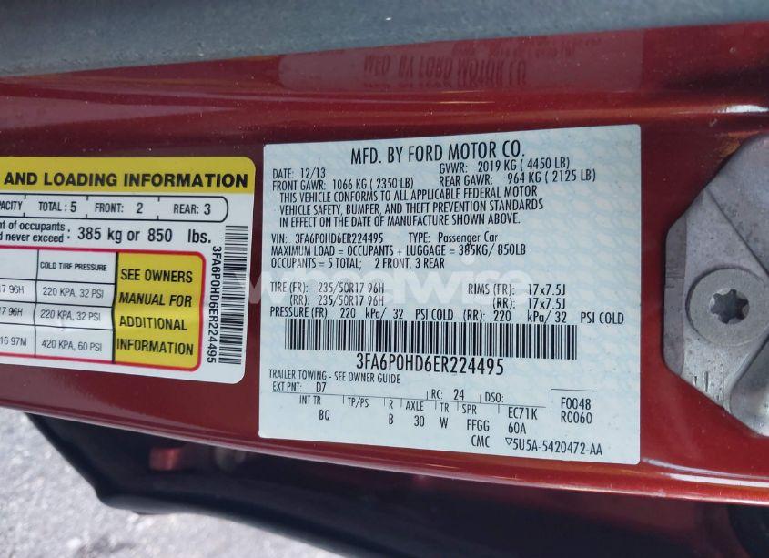 Photo 9 of 2014 Ford Fusion SE (VIN 3FA6P0HD6ER224495)