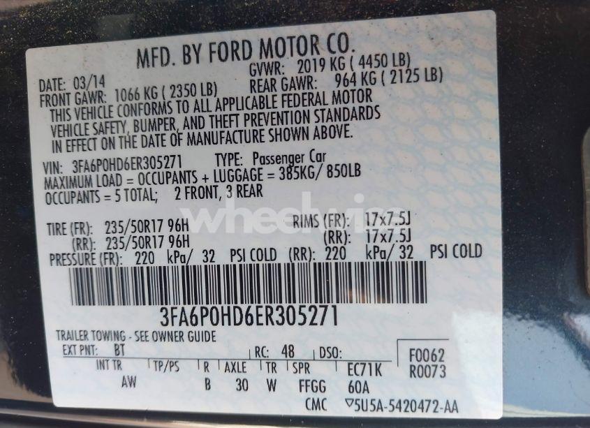 Photo 9 of 2014 Ford Fusion SE (VIN 3FA6P0HD6ER305271)