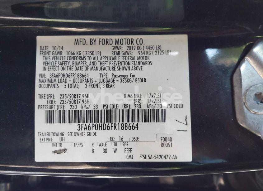 Photo 9 of 2015 Ford Fusion SE (VIN 3FA6P0HD6FR188664)