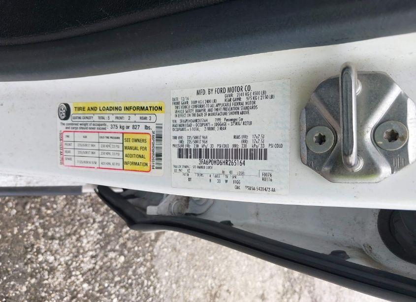 Photo 9 of 2017 Ford Fusion SE (VIN 3FA6P0HD6HR265164)