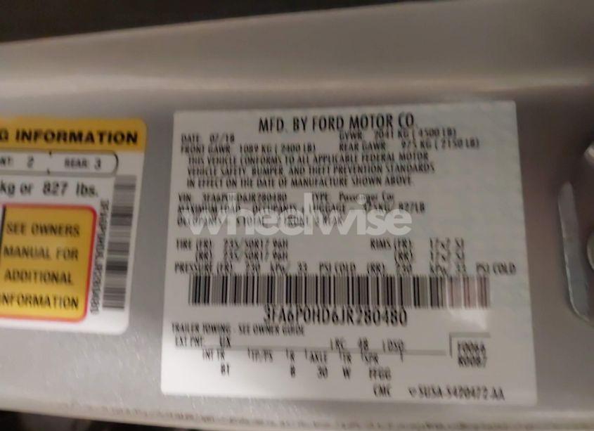 Photo 9 of 2018 Ford Fusion SE (VIN 3FA6P0HD6JR280480)