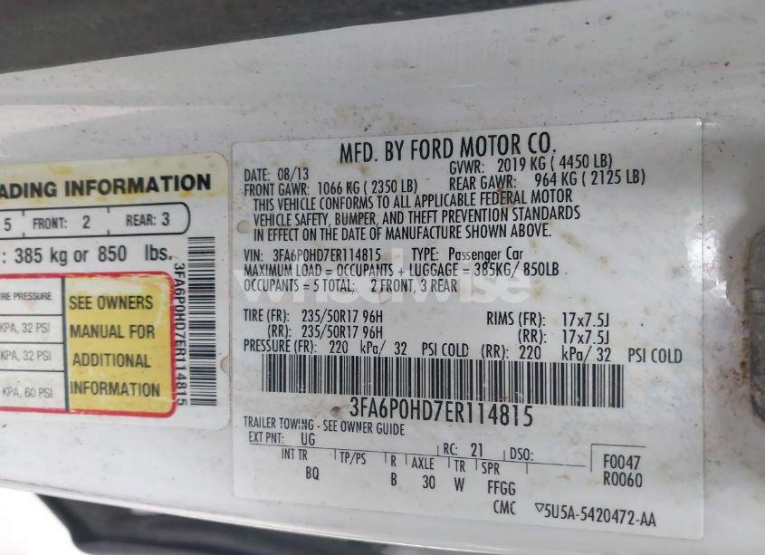 Photo 9 of 2014 Ford Fusion SE (VIN 3FA6P0HD7ER114815)