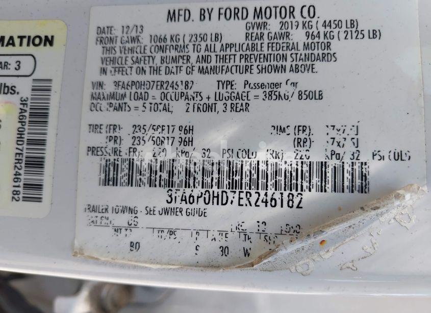 Photo 9 of 2014 Ford Fusion SE (VIN 3FA6P0HD7ER246182)