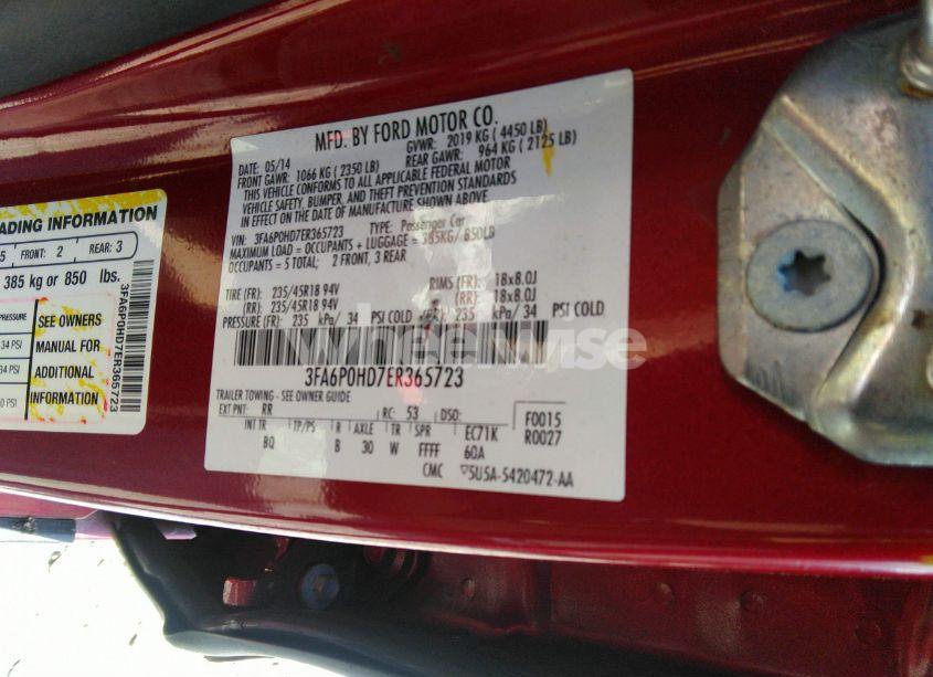 Photo 9 of 2014 Ford Fusion SE (VIN 3FA6P0HD7ER365723)