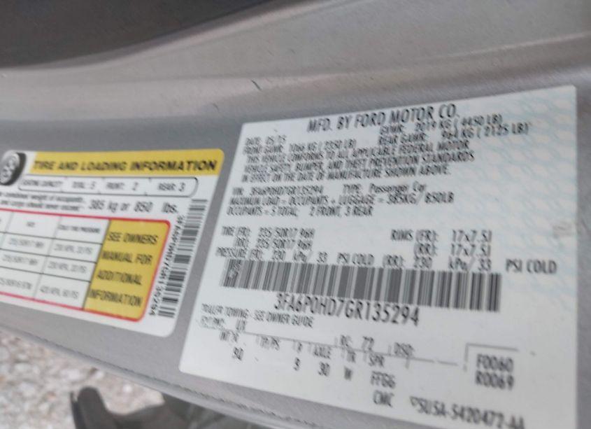 Photo 9 of 2016 Ford Fusion SE (VIN 3FA6P0HD7GR135294)