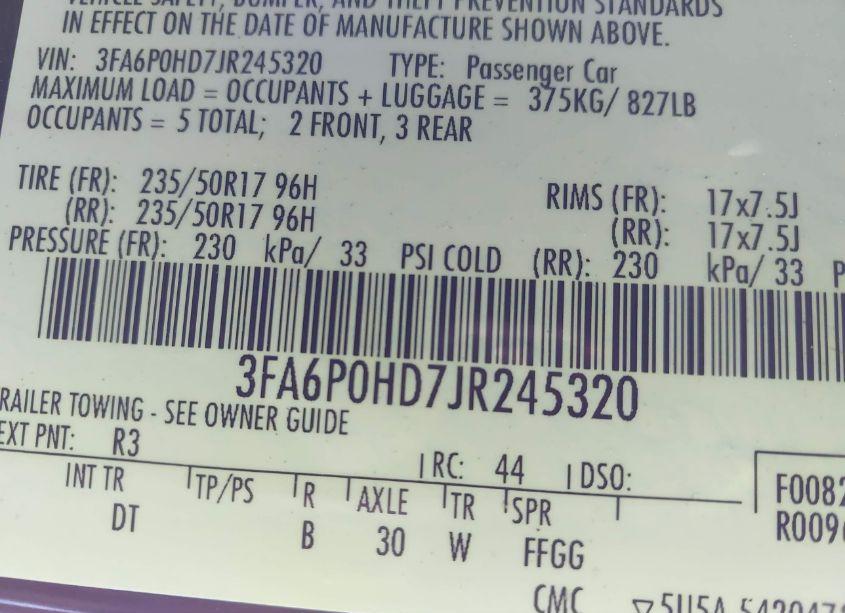 Photo 9 of 2018 Ford Fusion SE (VIN 3FA6P0HD7JR245320)