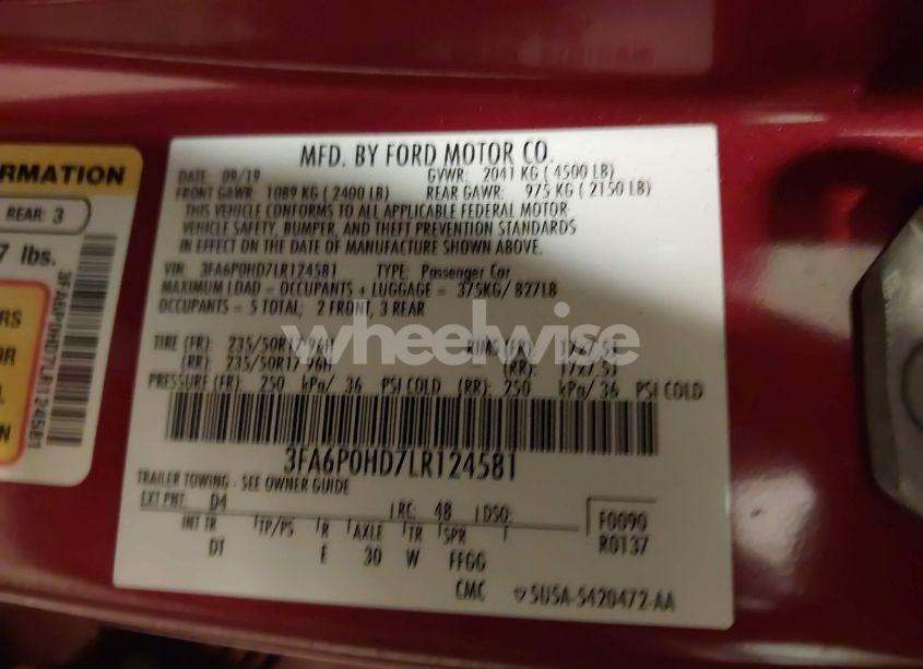 Photo 9 of 2020 Ford Fusion SE (VIN 3FA6P0HD7LR124581)