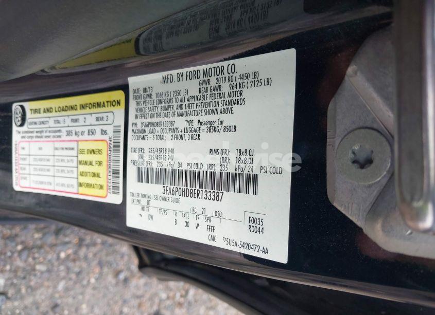 Photo 9 of 2014 Ford Fusion SE (VIN 3FA6P0HD8ER133387)