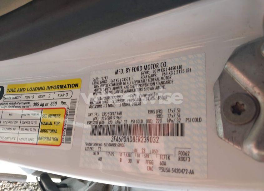 Photo 9 of 2014 Ford Fusion SE (VIN 3FA6P0HD8ER239032)