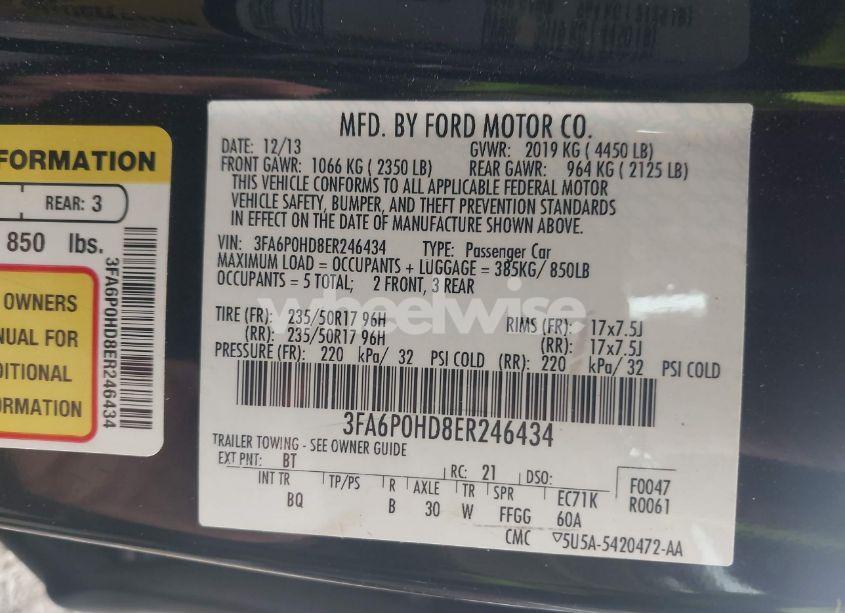 Photo 9 of 2014 Ford Fusion SE (VIN 3FA6P0HD8ER246434)