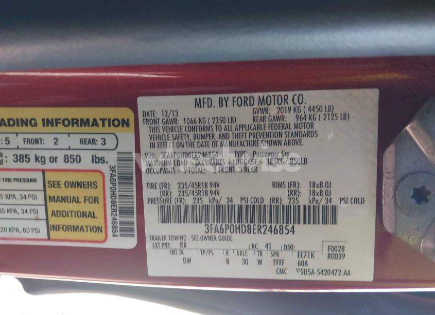 Photo 9 of 2014 Ford Fusion SE (VIN 3FA6P0HD8ER246854)