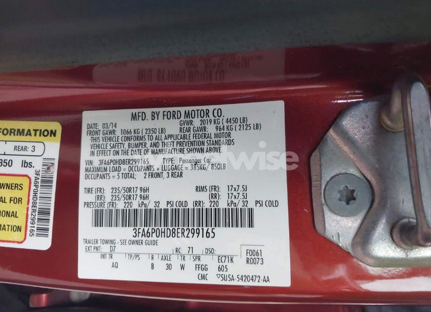 Photo 9 of 2014 Ford Fusion SE (VIN 3FA6P0HD8ER299165)