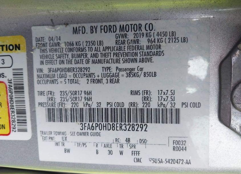 Photo 9 of 2014 Ford Fusion SE (VIN 3FA6P0HD8ER328292)