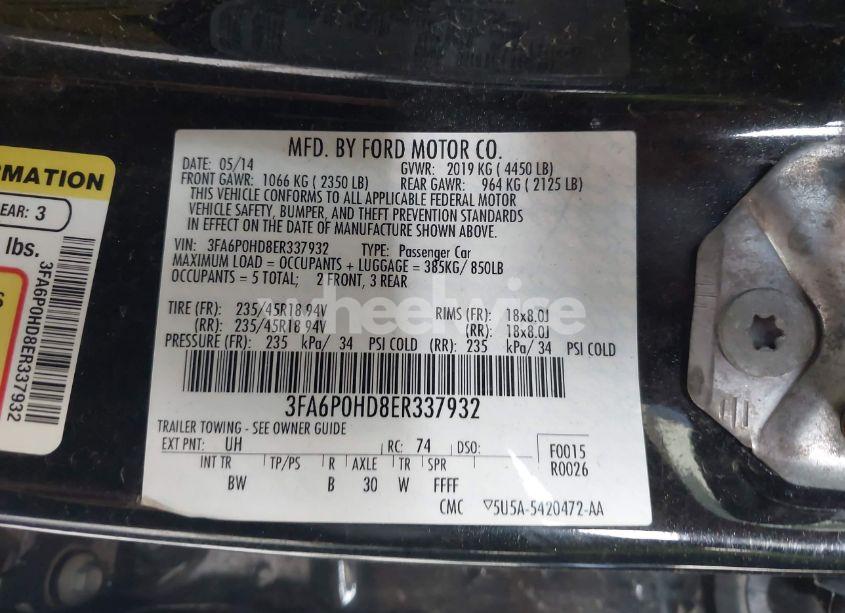 Photo 9 of 2014 Ford Fusion SE (VIN 3FA6P0HD8ER337932)