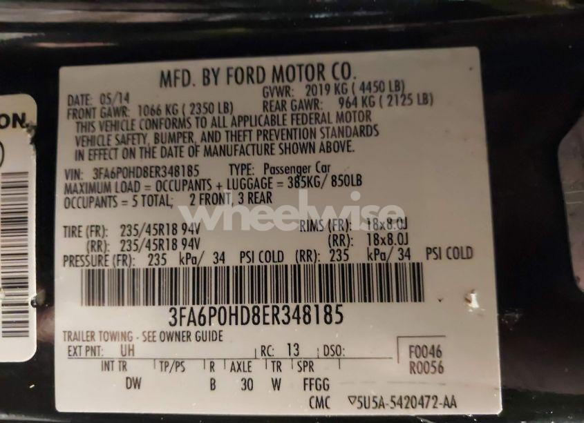 Photo 9 of 2014 Ford Fusion SE (VIN 3FA6P0HD8ER348185)