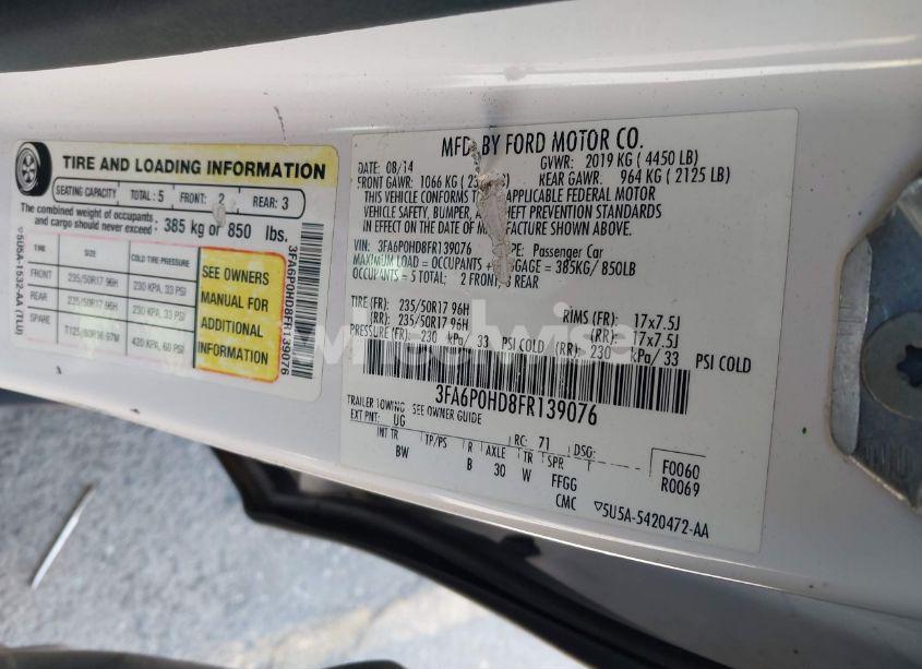 Photo 9 of 2015 Ford Fusion SE (VIN 3FA6P0HD8FR139076)