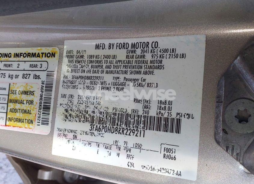 Photo 9 of 2019 Ford Fusion SE (VIN 3FA6P0HD8KR229211)