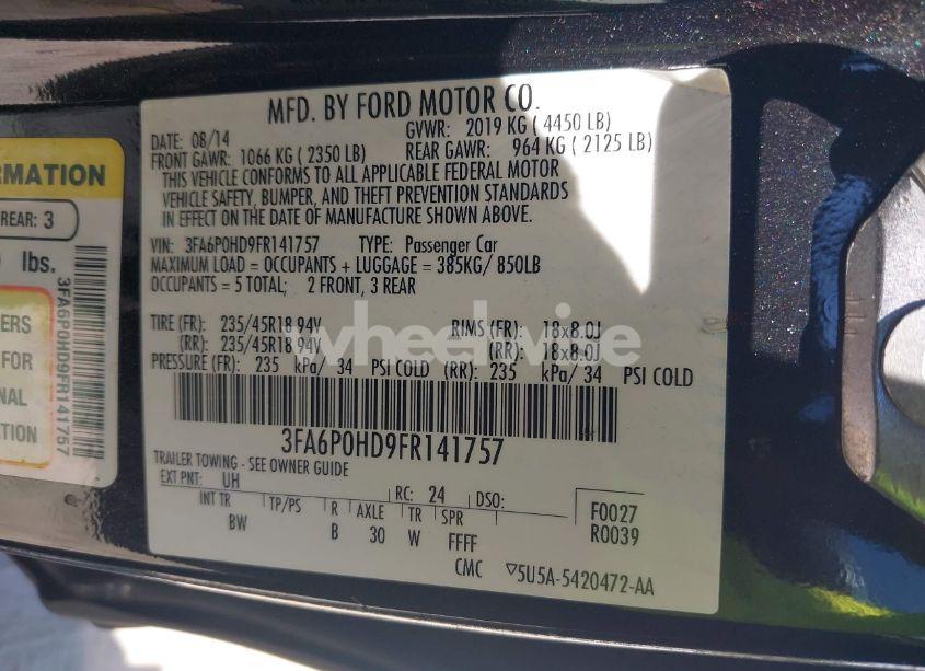 Photo 9 of 2015 Ford Fusion SE (VIN 3FA6P0HD9FR141757)