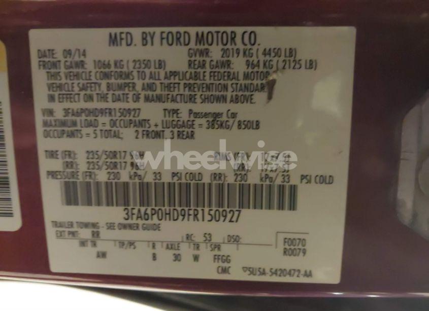 Photo 9 of 2015 Ford Fusion SE (VIN 3FA6P0HD9FR150927)