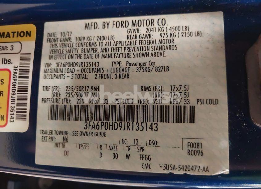 Photo 9 of 2018 Ford Fusion SE (VIN 3FA6P0HD9JR135143)