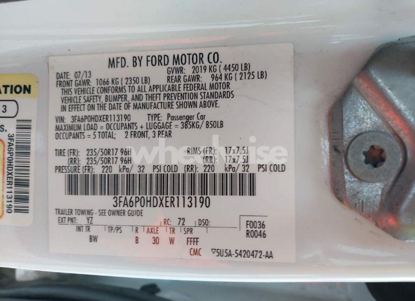 Photo 9 of 2014 Ford Fusion SE (VIN 3FA6P0HDXER113190)