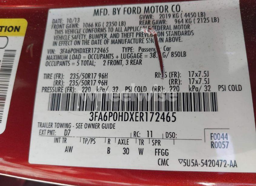 Photo 9 of 2014 Ford Fusion SE (VIN 3FA6P0HDXER172465)