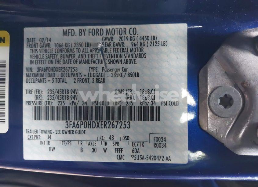 Photo 9 of 2014 Ford Fusion SE (VIN 3FA6P0HDXER267253)